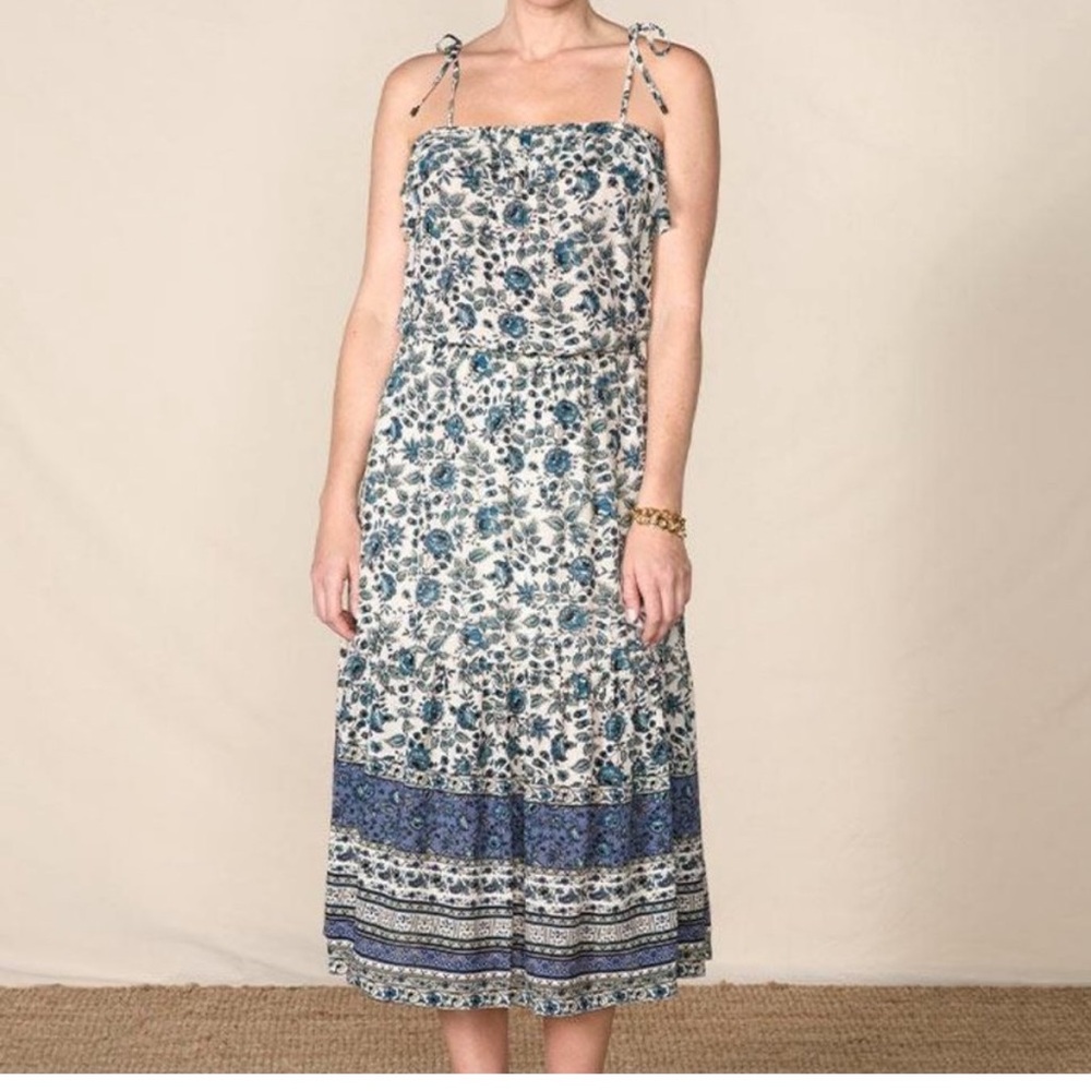 Matilda Jane Blue and Cream Floral Tiered Midi Dress